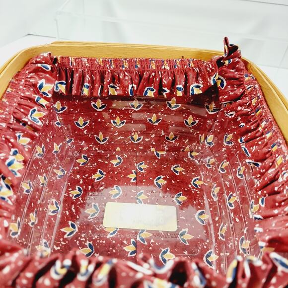 Lot Of 2 Square Longaberger Baskets w/ Handles Liners Tie On Bee Fire Memories - Picture 4 of 16